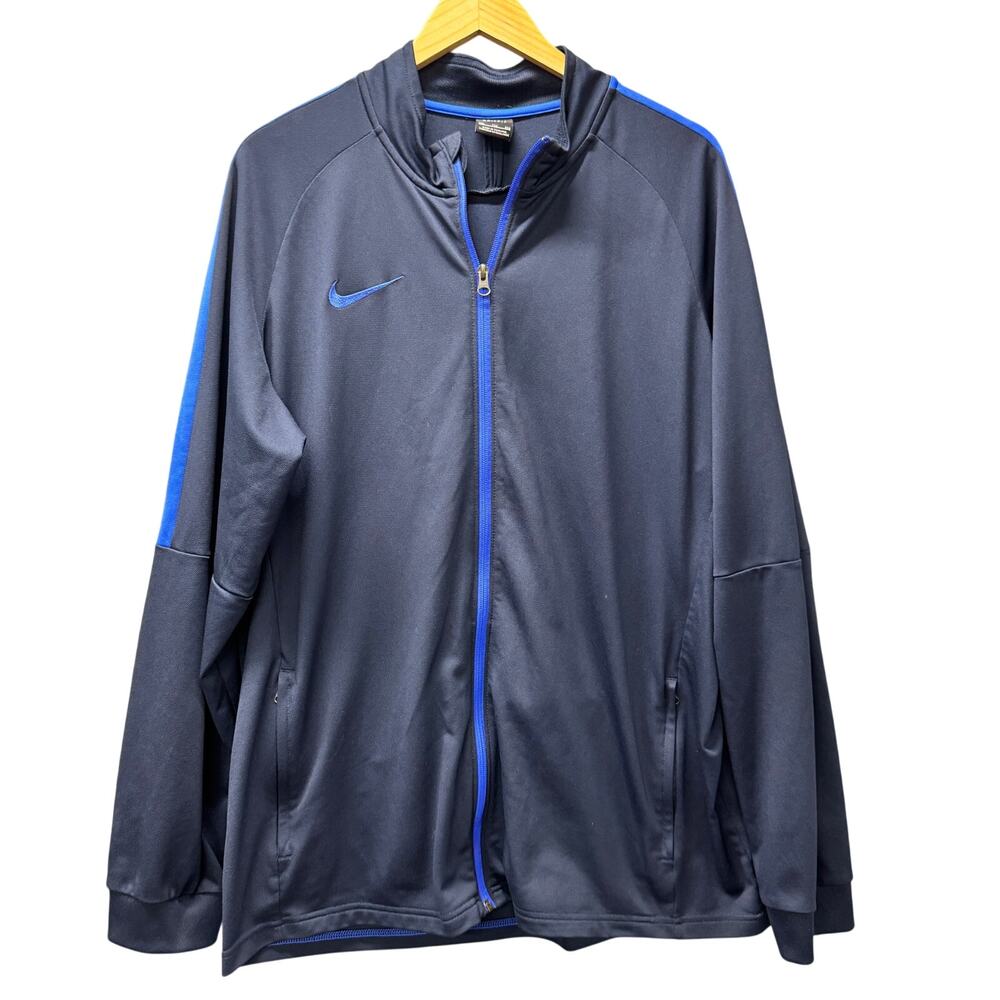 Nike Track Jacket Mens XXL 2XL Blue Full Zip Dri‎ Fit Activewear